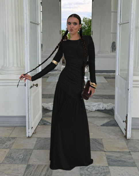 Elegant Slim-Fit Pleated Dress