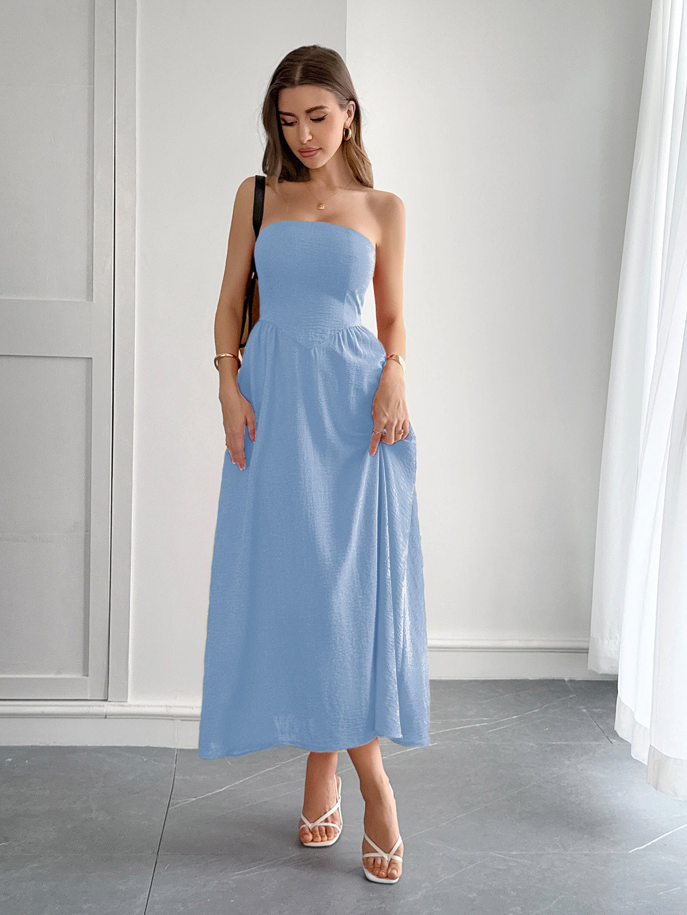 High Waist Tube Top Dress - Elegant Strapless Mini