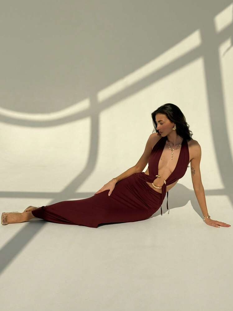 Halter Deep V-Neck Mini Dress - Sexy Summer Party Dress