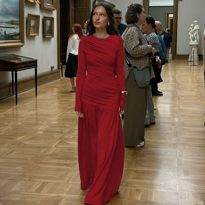 Elegant Slim-Fit Pleated Dress