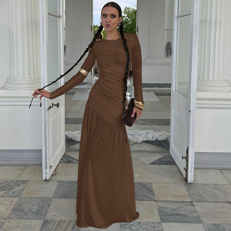 Elegant Slim-Fit Pleated Dress