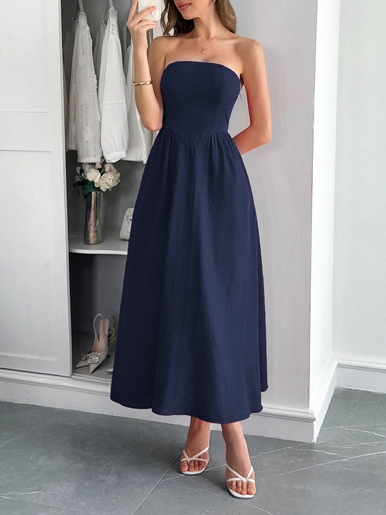 High Waist Tube Top Dress - Elegant Strapless Mini