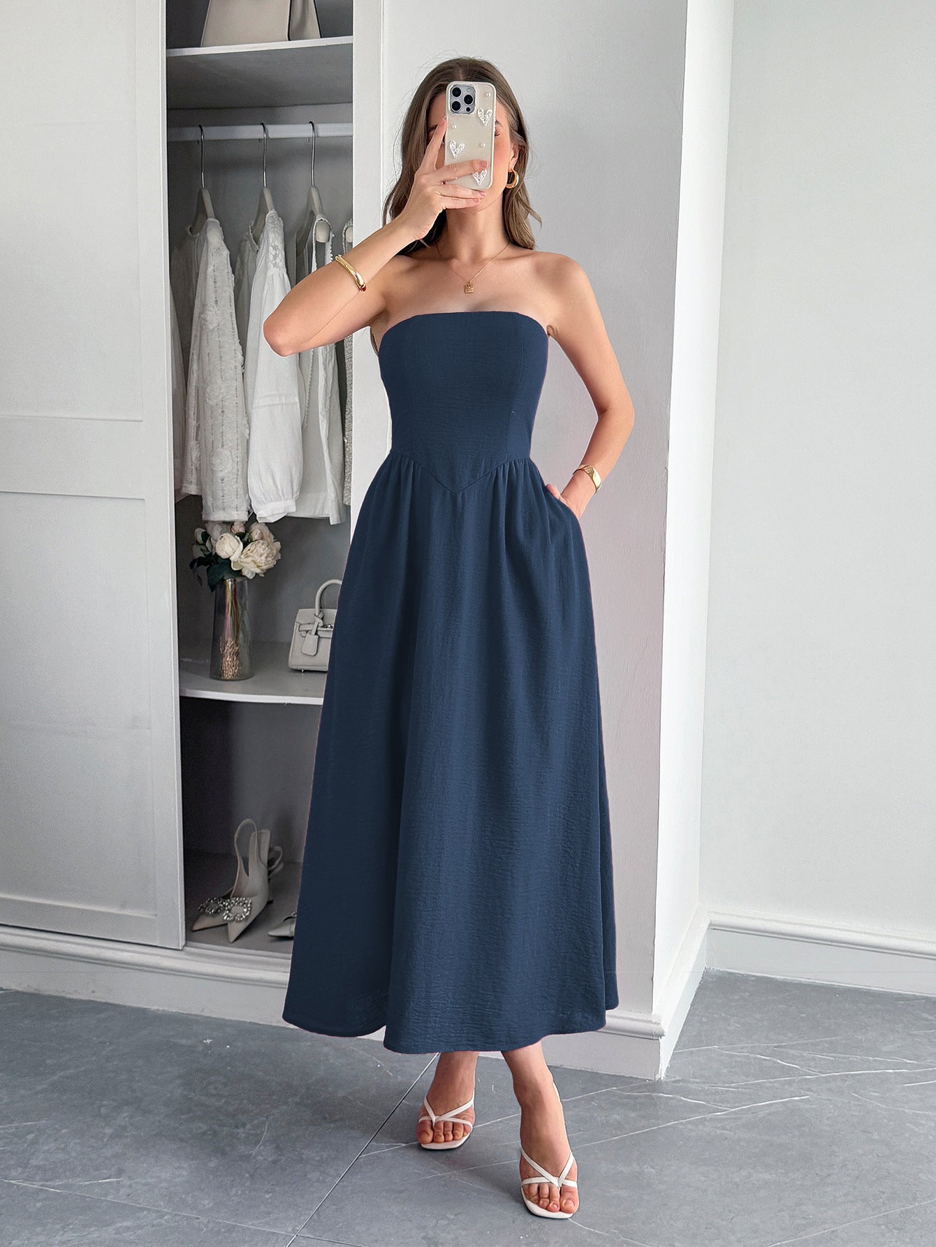 High Waist Tube Top Dress - Elegant Strapless Mini