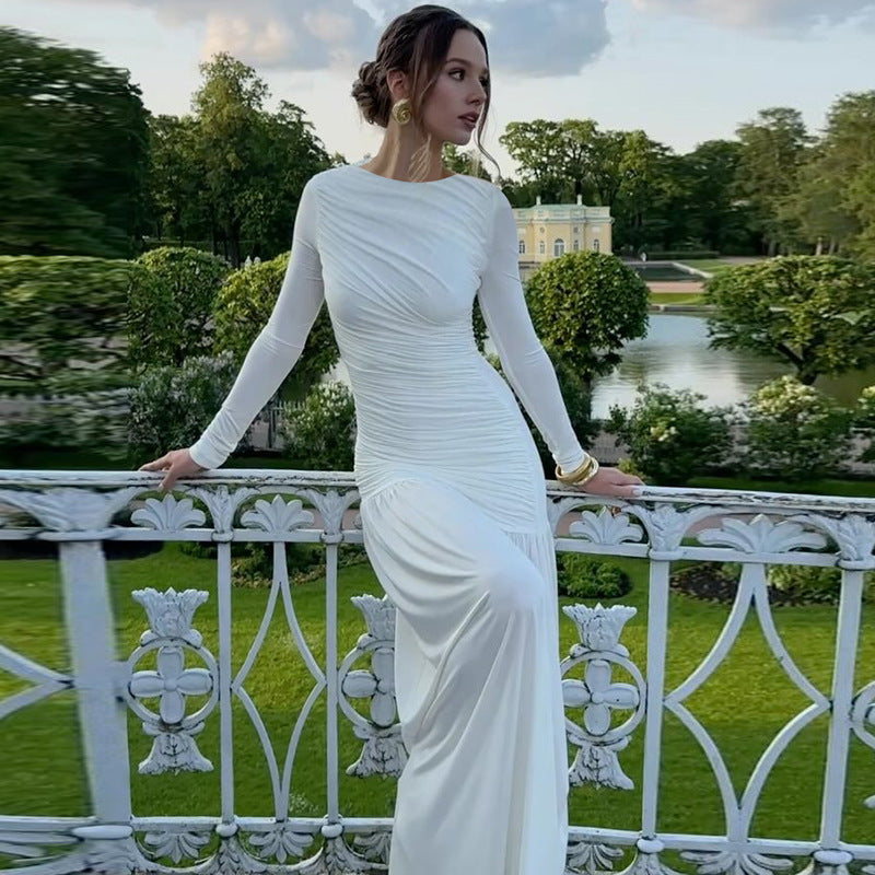 Elegant Slim-Fit Pleated Dress