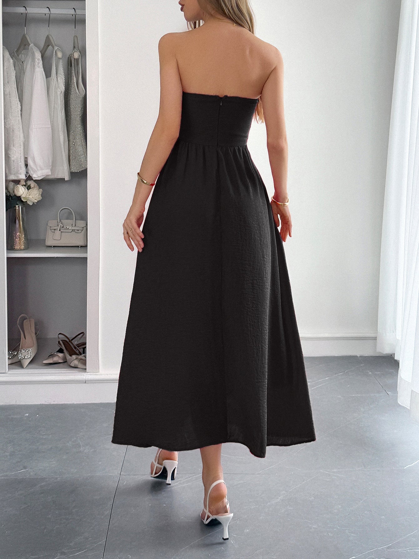 High Waist Tube Top Dress - Elegant Strapless Mini