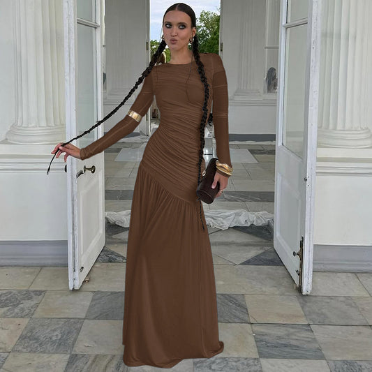 Elegant Slim-Fit Pleated Dress