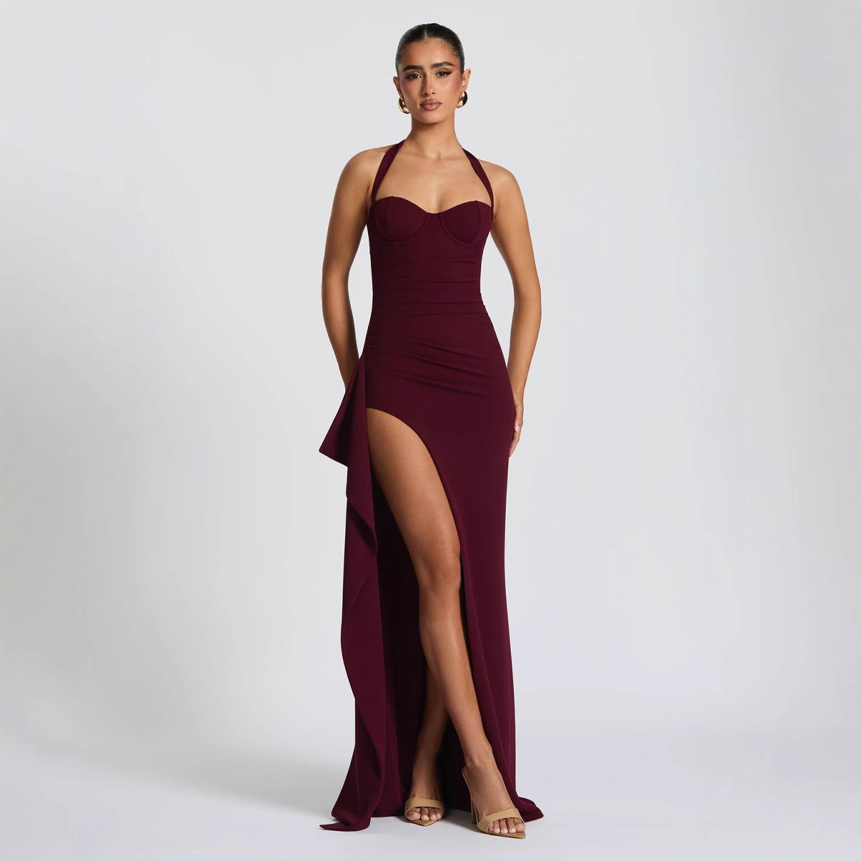 Backless High Slit Dress