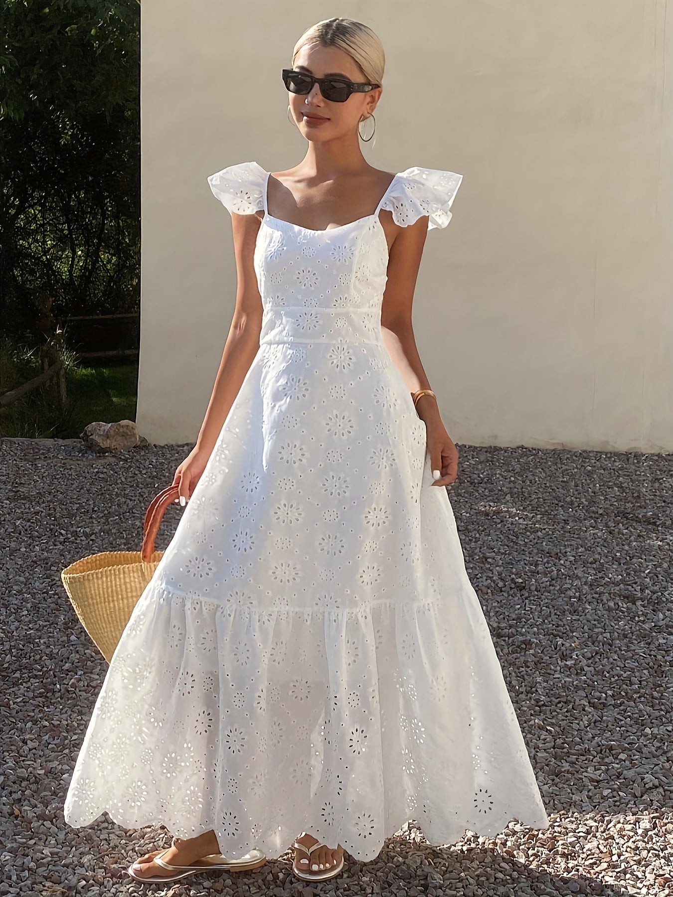 French Style Cutout Sling Maxi Dress - Elegant Long Dress